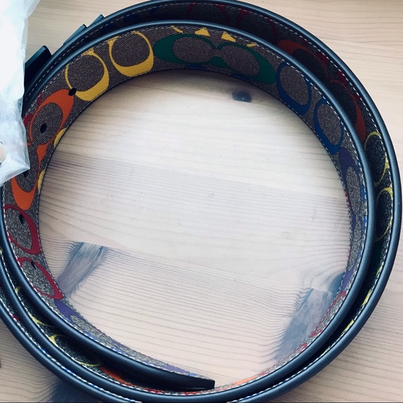 🌈 Coach Rainbow Belt Roller Buckle Cut To Size Reversible 38 mm - Picture 8 of 8